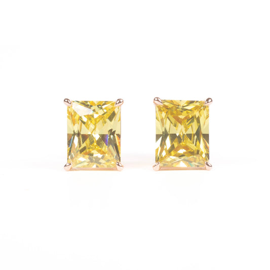 Yellow Topaz Radiant Studs