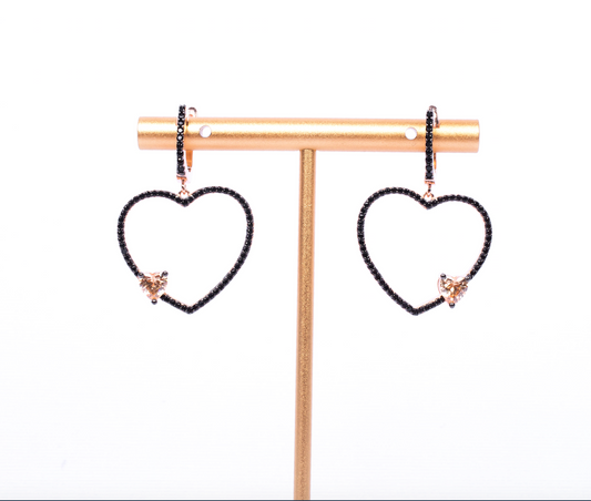 Onix & Topaz Heart Earrings