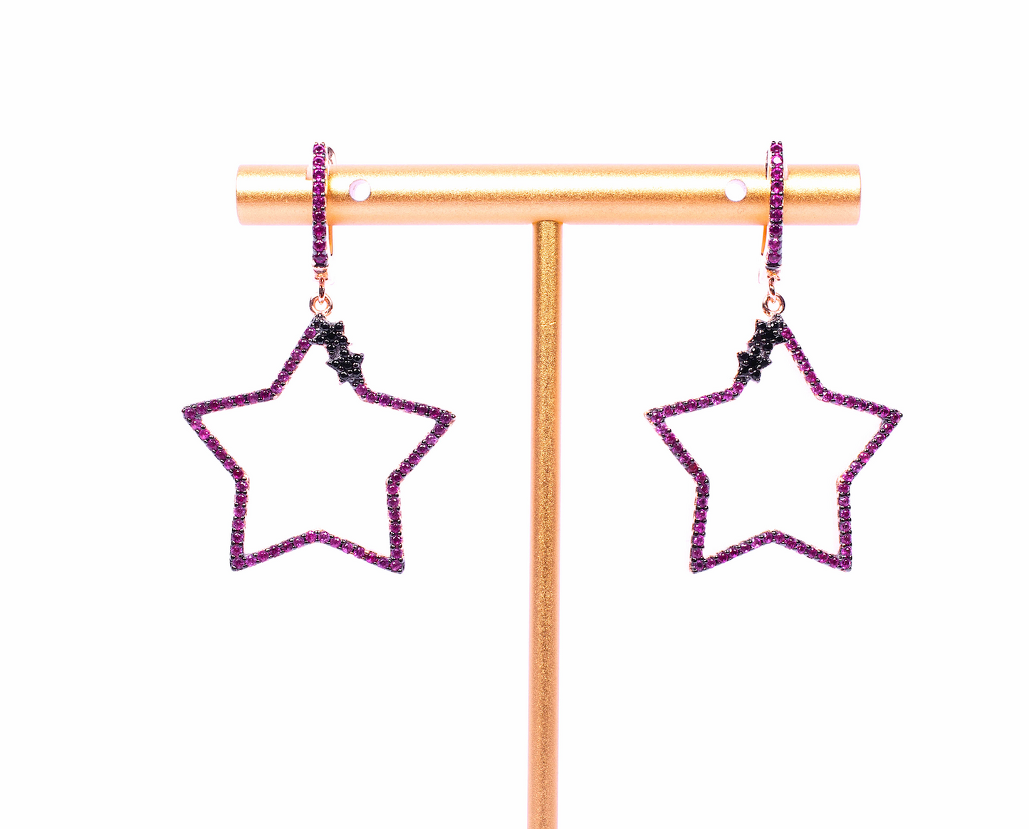 Ruby and Onix Star Earrings
