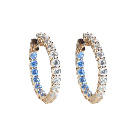 Quartz and Blue Topaz Hoops
