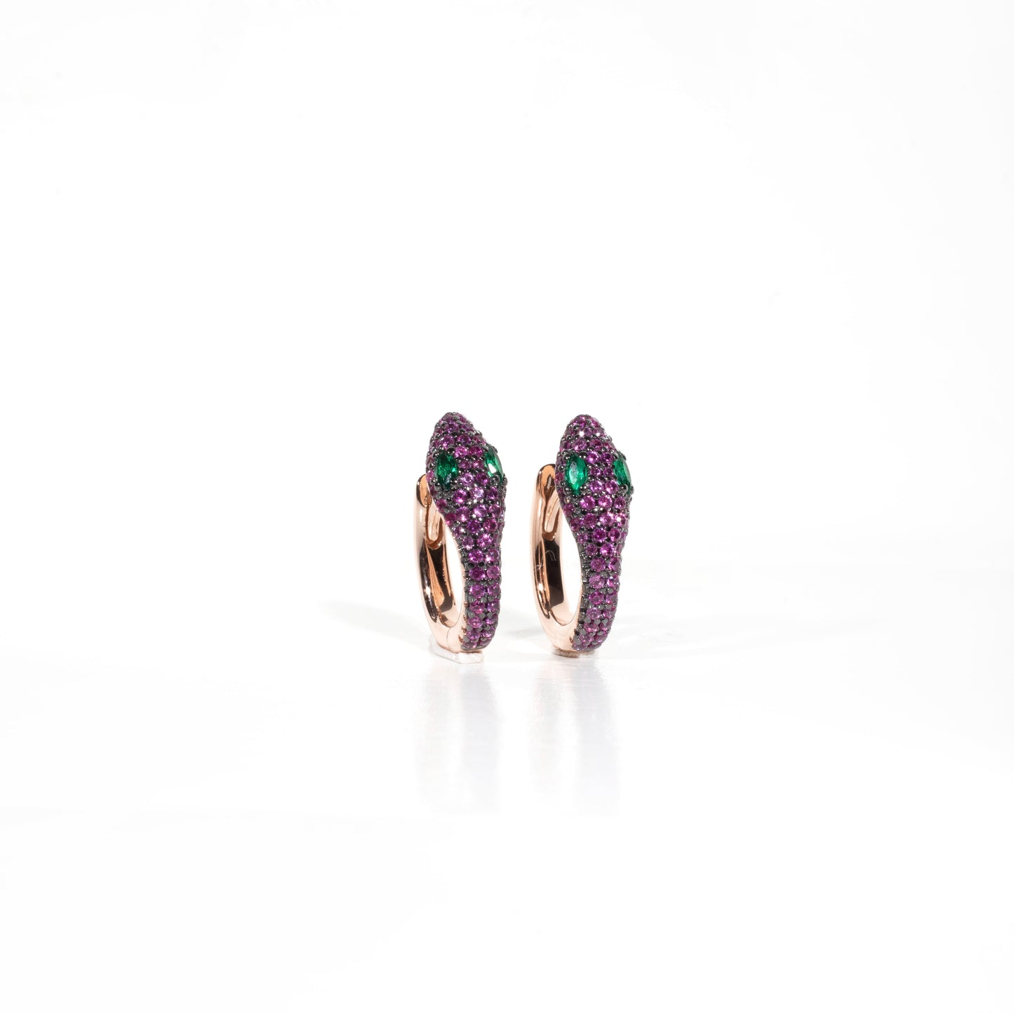 Small Ruby Snake Earrings