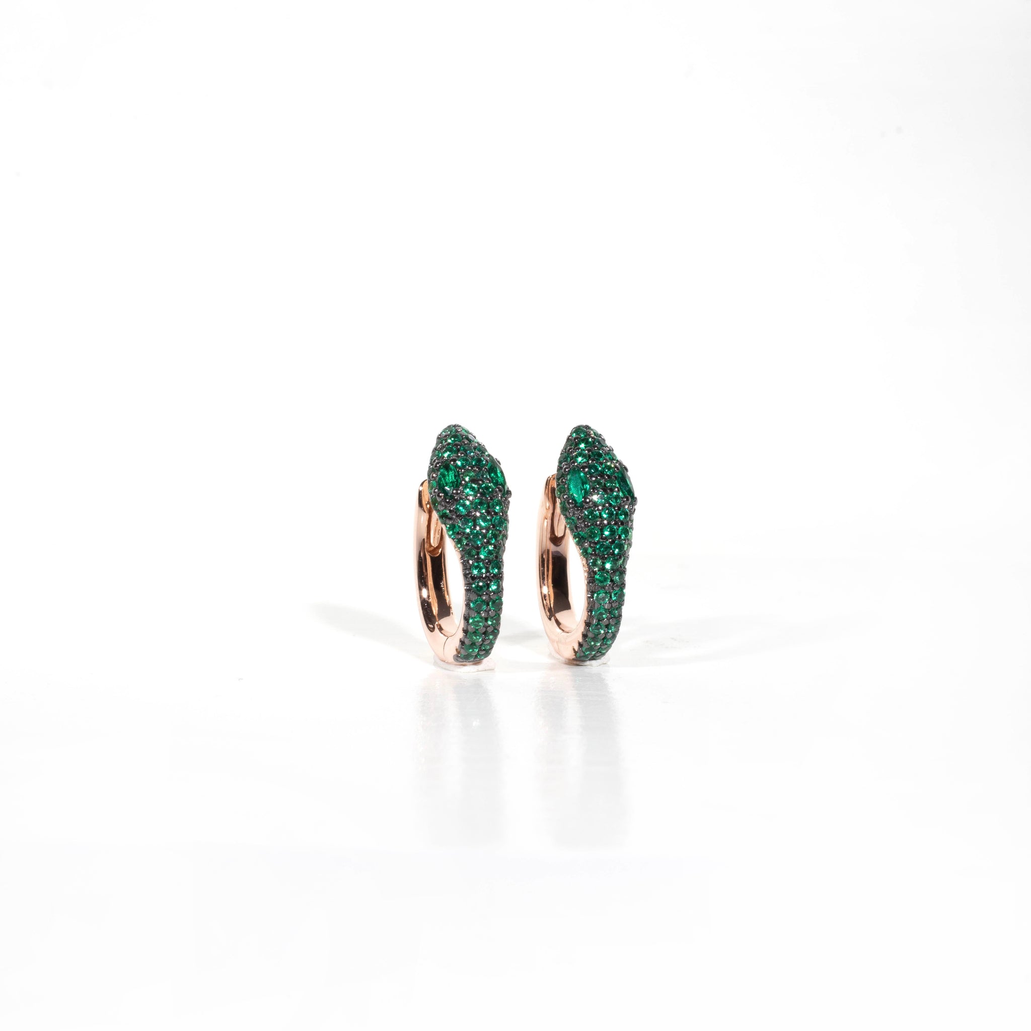 Small Emerald Snake Earrings