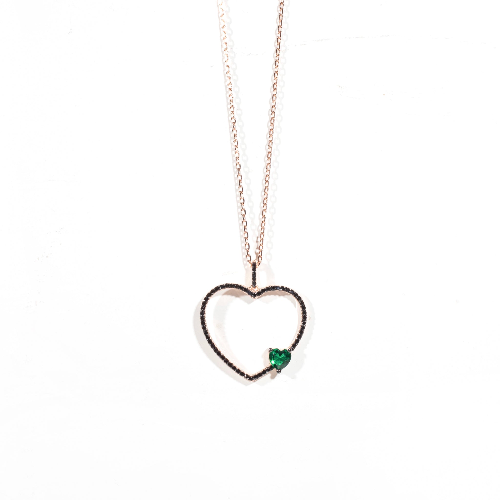Onix & Emerald Heart Necklace