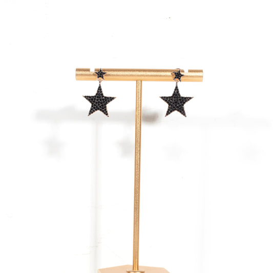 Onix Double Star Earrings