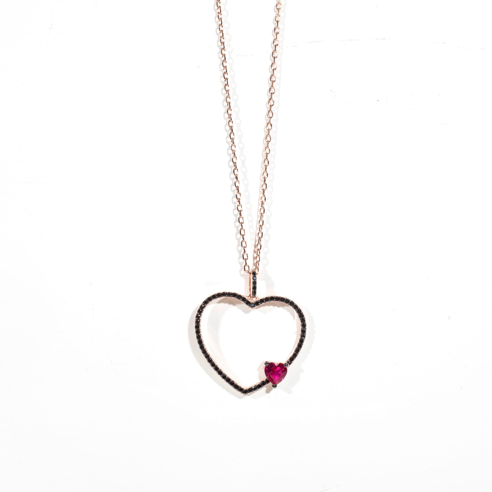 Onix & Ruby Heart Necklace