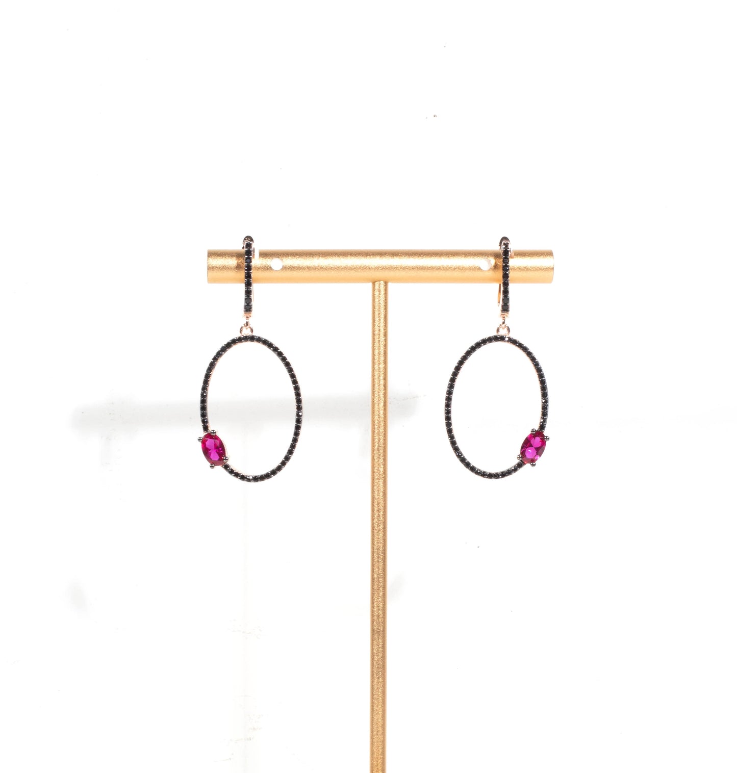 Onix & Ruby Oval Earrings