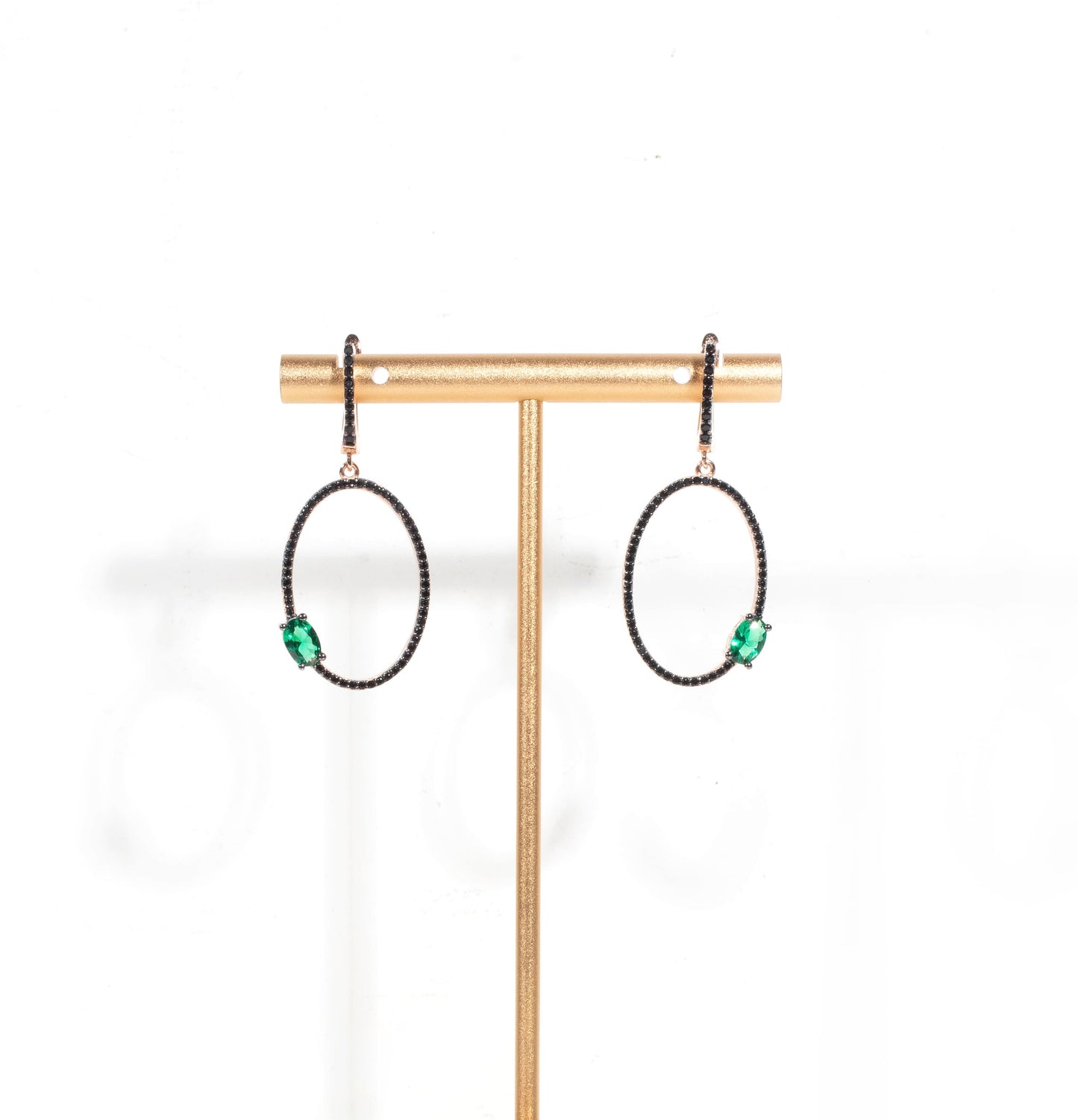 Onix & Emerald Oval Earrings