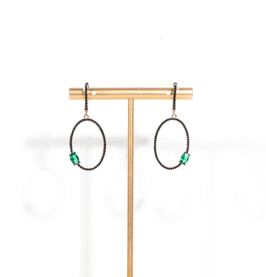 Onix & Emerald Oval Earrings