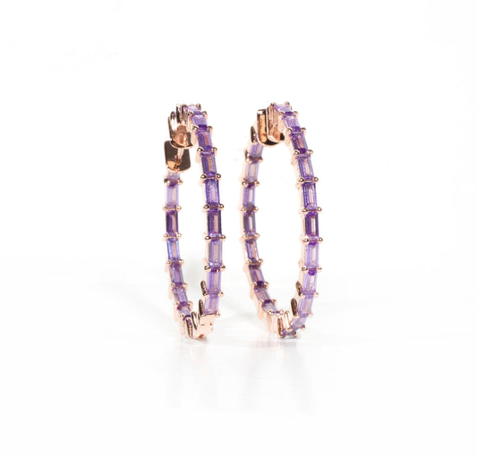 Amethyst Baguettes Hoops